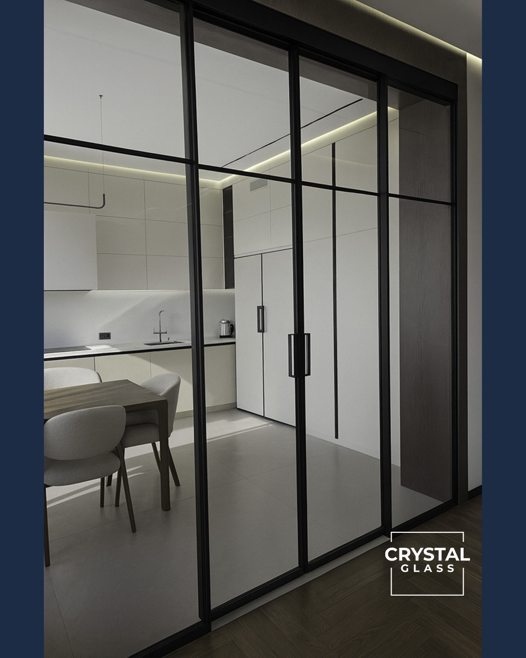 Перегородка лофт, с раздвижными дверьми